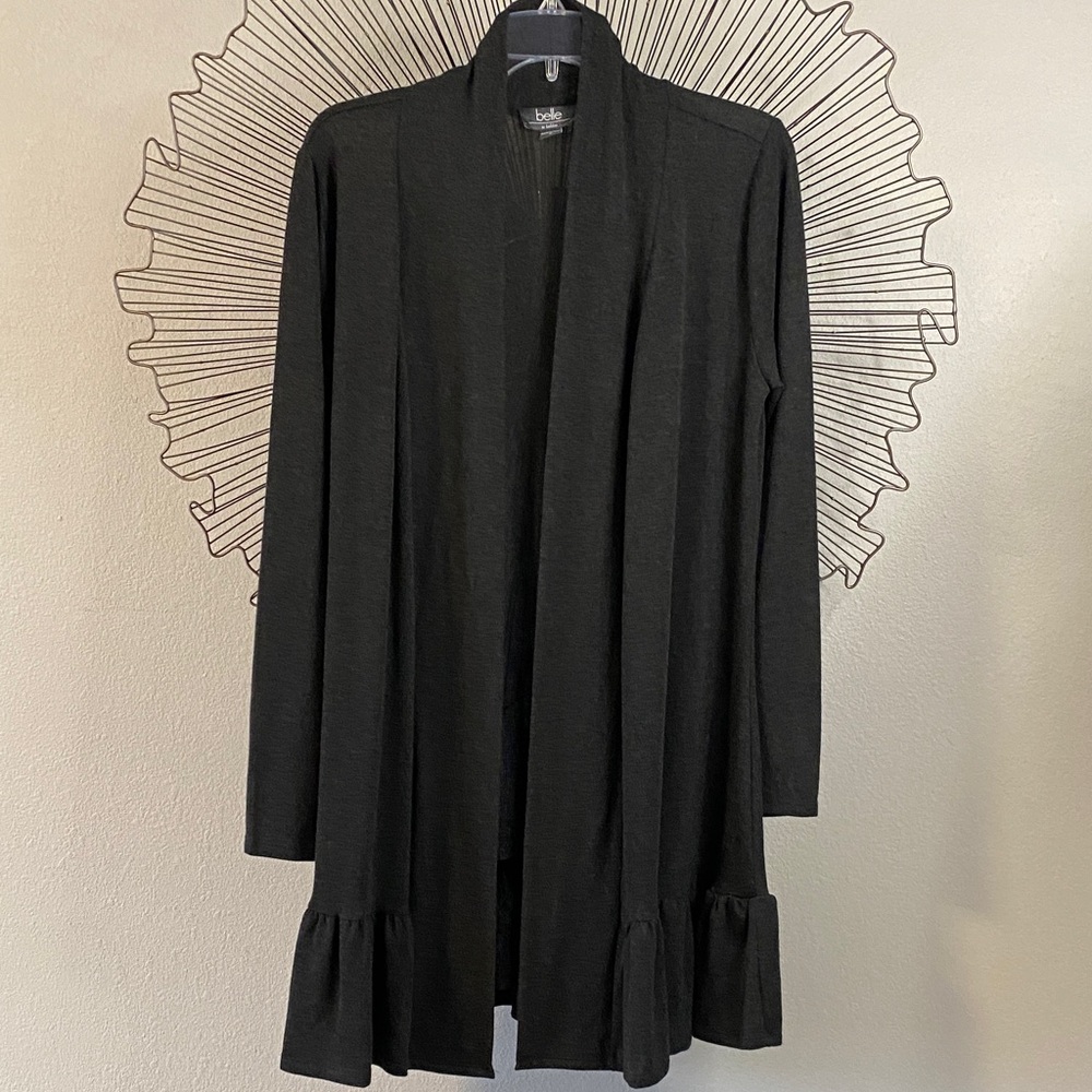 Bella Gray Open Front Cardigan Duster EUC Size M